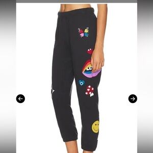 Lauren moshi Alana crop sweatpant medium 100% cotton lips mushroom butterfly